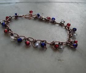 Patriotic copper chain bracelet